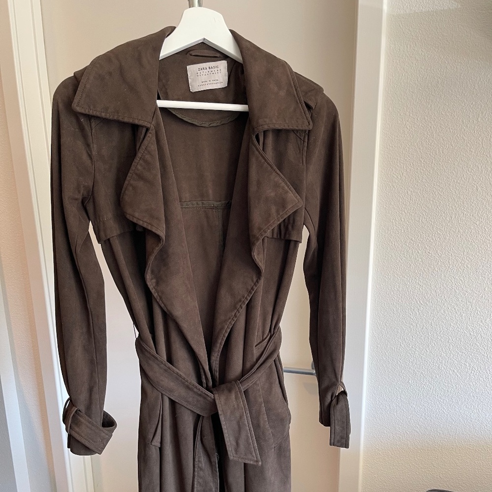 Zara Suede Trench Coat Size XS